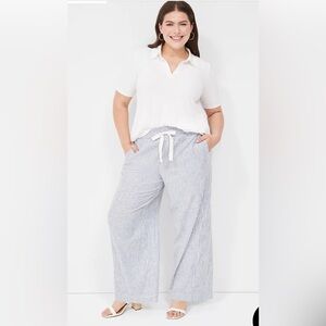 Lane Bryant Linen Stripe Wide Leg Pant 16S